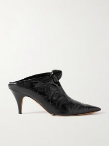 Rowan knotted crinkled-leather mules Rowan knotted crinkled-leather mules