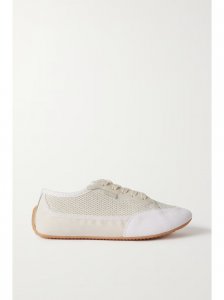 Bonnie leather-trimmed suede, mesh and canvas sneakers Bonnie leather-trimmed suede, mesh and canvas sneakers