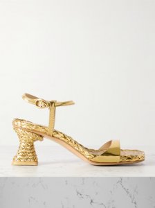 Javiera metallic leather and raffia sandals Javiera metallic leather and raffia sandals