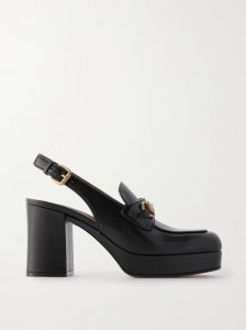 Lady horsebit-detailed leather slingback platform pumps Lady horsebit-detailed leather slingback platform pumps