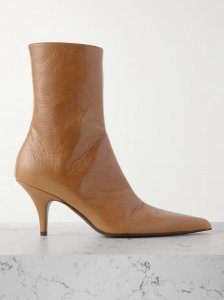 Sling glossed textured-leather ankle boots Sling glossed textured-leather ankle boots
