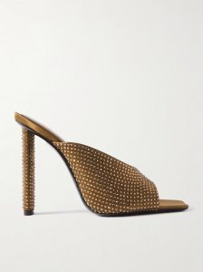Sept crystal-embellished satin mules Sept crystal-embellished satin mules