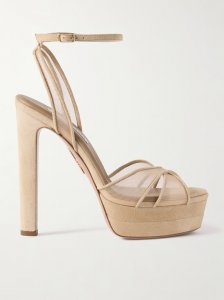 Divine Plateau 130 suede and tulle platform sandals Divine Plateau 130 suede and tulle platform sandals