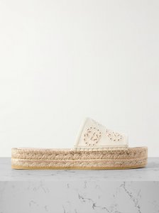 Damita broderie anglaise canvas espadrille platform slides Damita broderie anglaise canvas espadrille platform slides