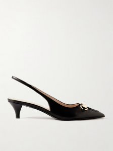 Erin horsebit-detailed leather slingback pumps Erin horsebit-detailed leather slingback pumps
