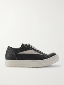 Vintage suede-trimmed leather sneakers Vintage suede-trimmed leather sneakers