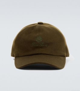 Loro PianaLogo cashmere velvet baseball cap Loro PianaLogo cashmere velvet baseball cap