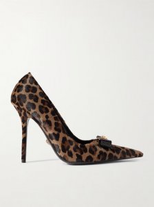 Embellished patent leather-trimmed leopard-print calf hair pumps Embellished patent leather-trimmed leopard-print calf hair pumps