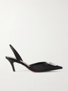 Camelia crystal-embellished satin slingback pumps Camelia crystal-embellished satin slingback pumps