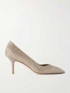 Eva glittered satin point-toe pumps Eva glittered satin point-toe pumps