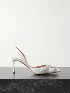 Gatsby 75 crystal-embellished satin slingback pumps Gatsby 75 crystal-embellished satin slingback pumps