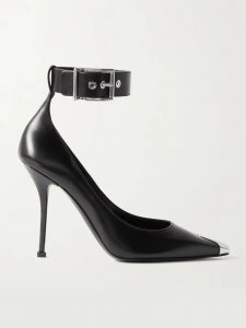 Punk buckled embellished leather pumps Punk buckled embellished leather pumps