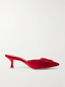 Maysale 50 buckled velvet mules Maysale 50 buckled velvet mules