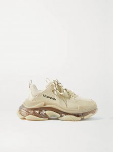 Triple S Clear Sole logo-embroidered faux leather and mesh sneakers Triple S Clear Sole logo-embroidered faux leather and mesh sneakers