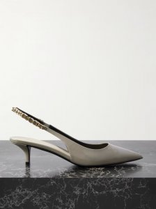 Signoria embellished patent-leather slingback pumps Signoria embellished patent-leather slingback pumps