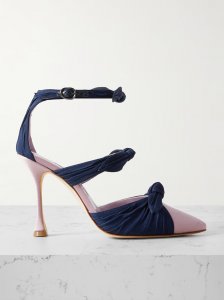 Smyrna bow-embellished suede and satin pumps Smyrna bow-embellished suede and satin pumps