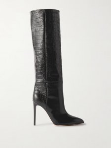 Croc-effect leather knee boots Croc-effect leather knee boots
