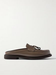 Bead-embellished leather loafers Bead-embellished leather loafers