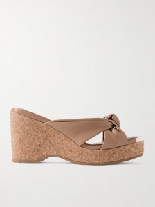 Avenue 95 embellished knotted leather wedge sandals Avenue 95 embellished knotted leather wedge sandals