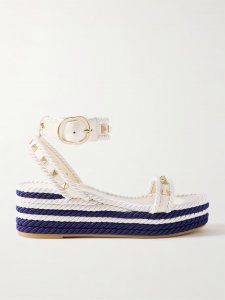 Rockstud Torchon 60 leather and silk rope platform espadrilles Rockstud Torchon 60 leather and silk rope platform espadrilles