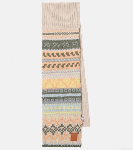 LoeweLeather-trimmed wool scarf LoeweLeather-trimmed wool scarf