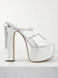 Tan-Go 155 mirrored-leather platform mules Tan-Go 155 mirrored-leather platform mules