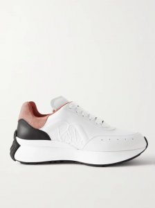 Sprint Runner embossed suede-trimmed leather exaggerated-sole sneakers Sprint Runner embossed suede-trimmed leather exaggerated-sole sneakers