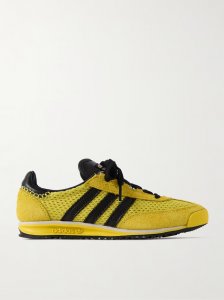+ Wales Bonner SL76 leather-trimmed brushed-suede and mesh sneakers + Wales Bonner SL76 leather-trimmed brushed-suede and mesh sneakers