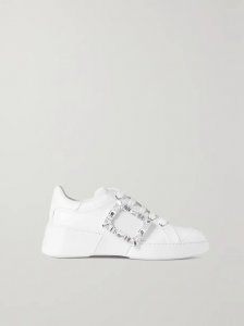 Viv Skate crystal-embellished rubber-trimmed leather sneakers Viv Skate crystal-embellished rubber-trimmed leather sneakers