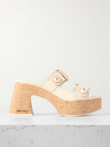 Fayence faux pearl-embellished leather platform sandals Fayence faux pearl-embellished leather platform sandals