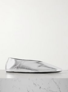 Metallic textured-leather ballet flats Metallic textured-leather ballet flats