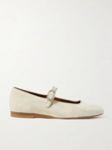 Grosgrain-trimmed velvet Mary Jane ballet flats Grosgrain-trimmed velvet Mary Jane ballet flats