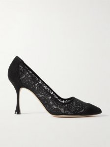 Sololaria 90 suede-trimmed lace pumps Sololaria 90 suede-trimmed lace pumps