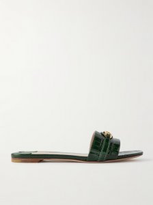 Whitney logo-embellished leather slides Whitney logo-embellished leather slides