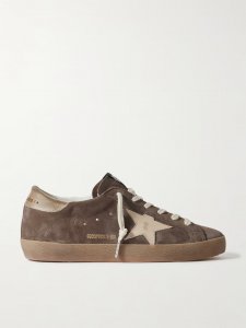 Super-Star distressed leather-trimmed suede sneakers Super-Star distressed leather-trimmed suede sneakers