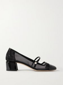 Elisa 45 mesh and patent-leather Mary Jane pumps Elisa 45 mesh and patent-leather Mary Jane pumps