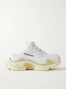 Triple S logo-embroidered faux leather and mesh slip-on sneakers Triple S logo-embroidered faux leather and mesh slip-on sneakers