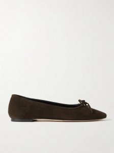 Delfina bow-detailed suede ballet flats Delfina bow-detailed suede ballet flats