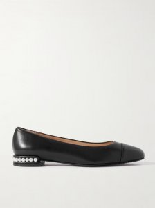 Pearl faux pearl-embellished leather ballet flats Pearl faux pearl-embellished leather ballet flats
