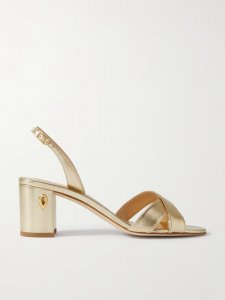 Leonardo 65 metallic leather slingback sandals Leonardo 65 metallic leather slingback sandals