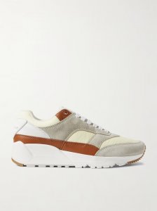 Bump rubber-trimmed shell, leather and suede sneakers Bump rubber-trimmed shell, leather and suede sneakers