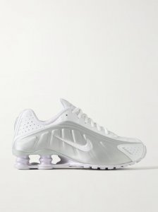 Shox R4 metallic leather and mesh sneakers Shox R4 metallic leather and mesh sneakers