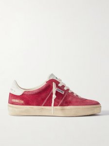 Soul-Star distressed leather-trimmed suede sneakers Soul-Star distressed leather-trimmed suede sneakers