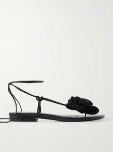 Crocheted cotton-blend and leather sandals Crocheted cotton-blend and leather sandals