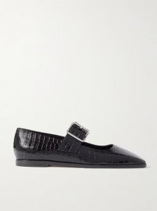 Sunny croc-effect leather Mary Jane ballet flats Sunny croc-effect leather Mary Jane ballet flats