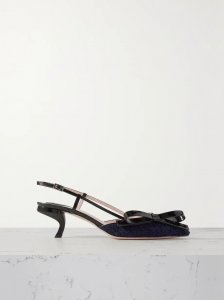 Virgule patent-leather and bouclé-tweed slingback pumps Virgule patent-leather and bouclé-tweed slingback pumps