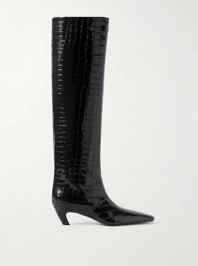 Davis croc-effect leather knee-high boots Davis croc-effect leather knee-high boots