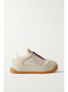 Screener rubber, leather and metallic canvas-jacquard sneakers Screener rubber, leather and metallic canvas-jacquard sneakers