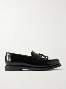 Bead-embellished tasseled glossed-leather loafers Bead-embellished tasseled glossed-leather loafers