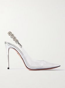 Love Link 105 crystal-embellished PVC slingback pumps Love Link 105 crystal-embellished PVC slingback pumps